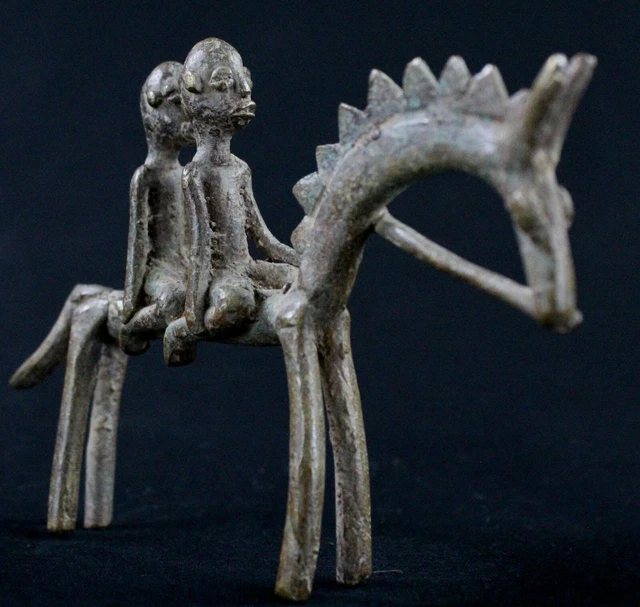 Art African tribal - Couple Cavaliers Bronze Lobi - Burkina Faso - 14 CMS