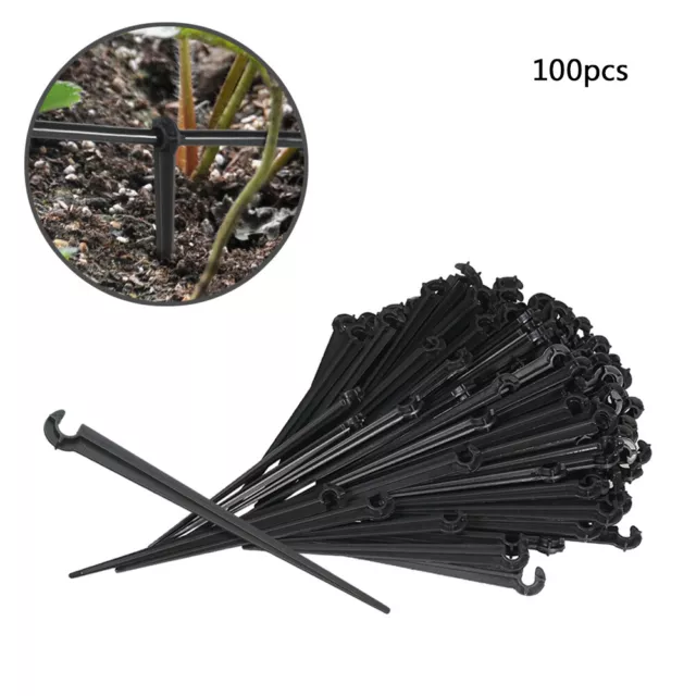 100pcs Fixed Stem Drip Irrigation Value  of Support Stakes  Garden F8P0