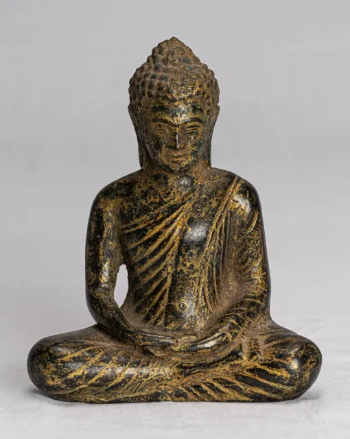Ancien le Khmer Style Bronze Assis Méditation Angkor Statue de Bouddha -13.5cm /