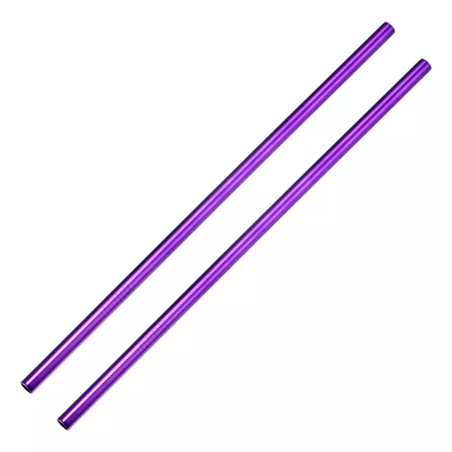 Reusable Metal Straws 2Pcs, Straight Drinking Straw 10.5" x 0.3" - Purple