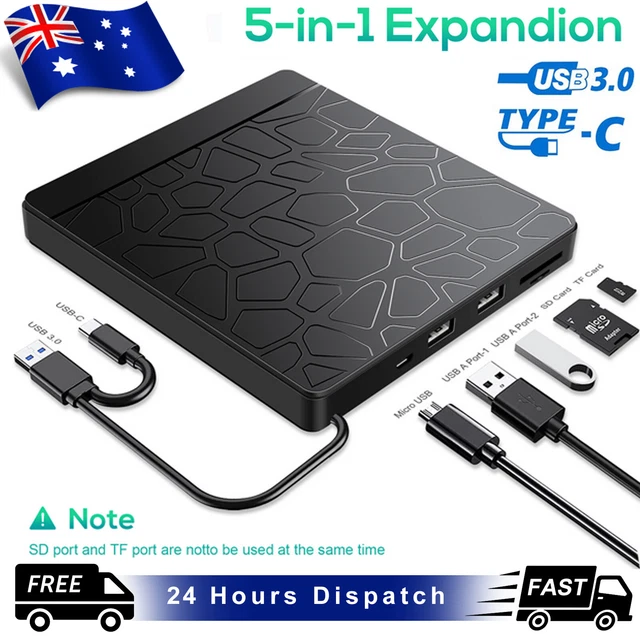 USB External CD RW DVD ROM Writer Burner Player Drive PC Laptop for Mac Windows