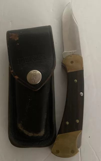 VNTG BUCK 112 - dot lock back pocket knife With Belt Sheath- Hunting Outdoors