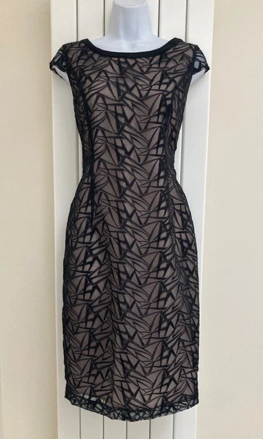 Linea - House Of Fraser -  Black Lace Overlay Dress - Size 8 - New With Tags