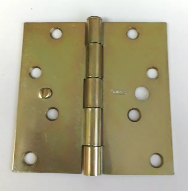 6PK Stanley Hardware 4" Square Corner Door Hinges with Security Tab Satin Brass