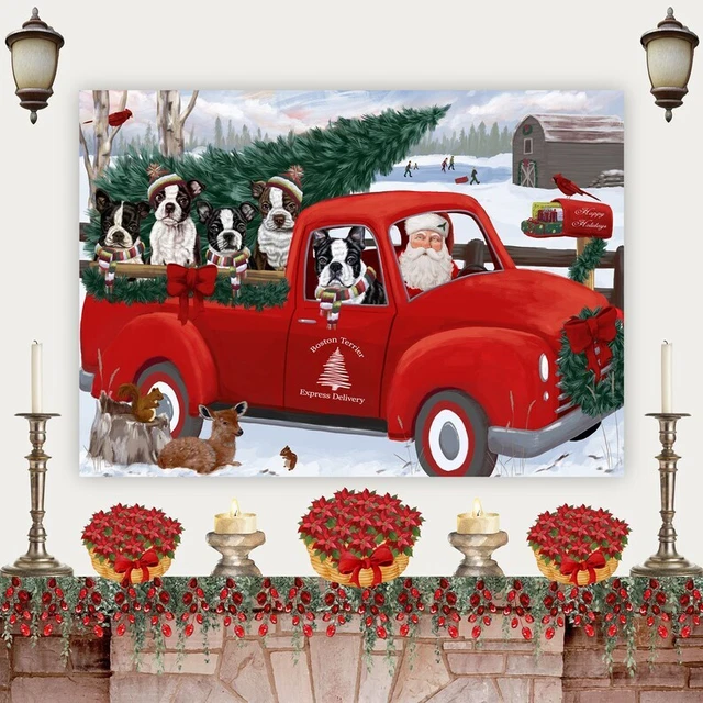 Boston Terrier Dog Canvas .75" Personalized Digital Painting Christmas NWT