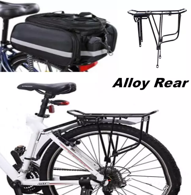 Durable Rear Bicycle Pannier Rack Carrier Bag Luggage Cycle Mountain Bike Black