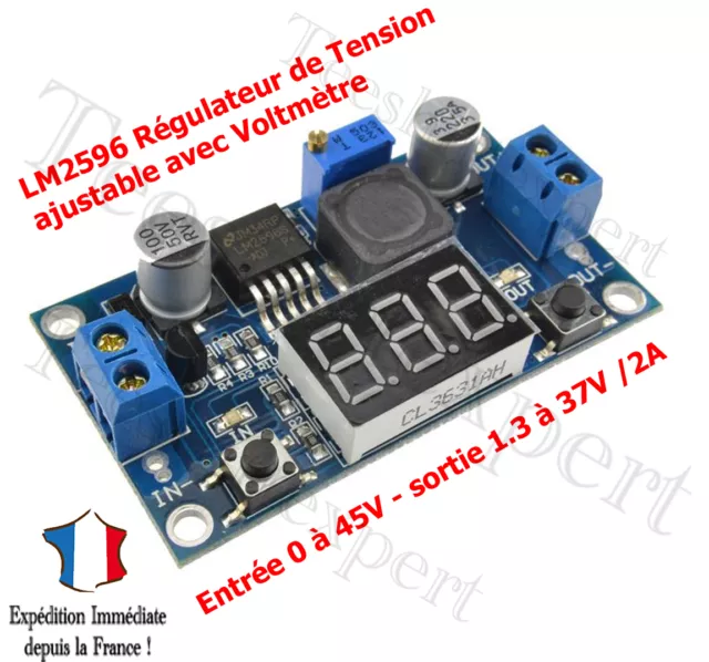 Regulateur Tension Ajustable Avec Voltmetre A Led 1.3 A 37 V - Lm2596