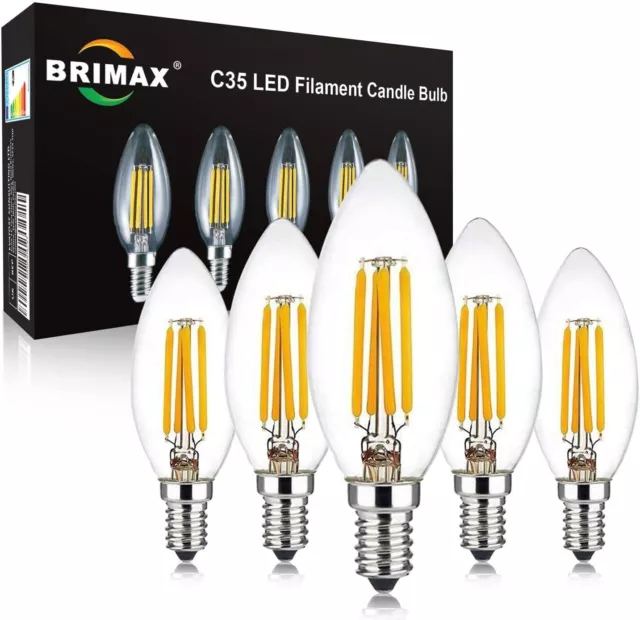 5er E14 dimmbar LED Filament 4W Kerze Retro Glühbirne Leuchtmittel Lampe Warmweß