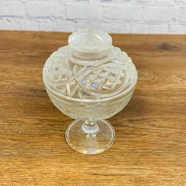 Traditionelles Vintage Pressglas Bon Bon Süßigkeitenglas mit Deckel