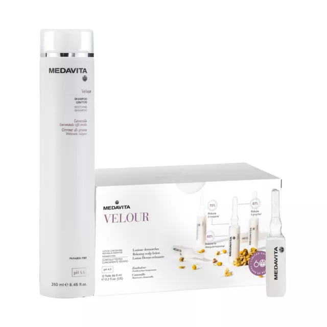 MEDAVITA Kit Velours shampoo 250ml + Lotion Flacons Dermorelax 12x6ml