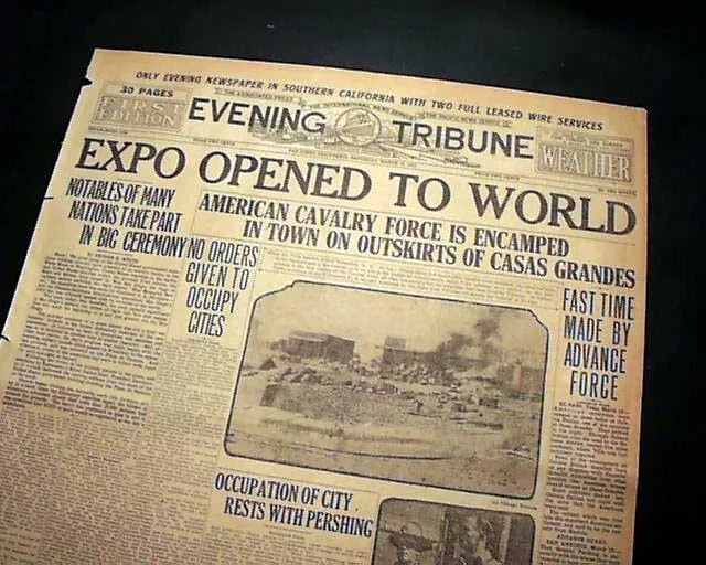 Best PANAMA-CALIFORNIA EXPOSITION Dedication w/ Great Color Ftpg. 1916 Newspaper