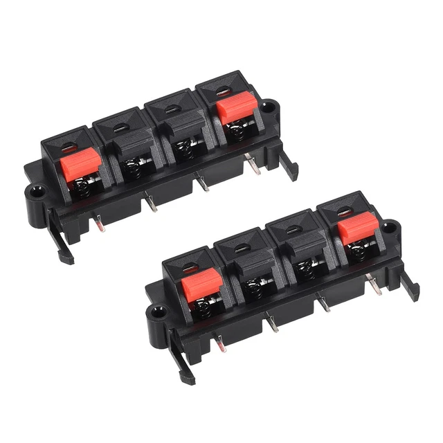 2 Bornes De Connexion Pour Enceintes – Clip Ressort 2 Voies, Bloc Audio 2 Pièces