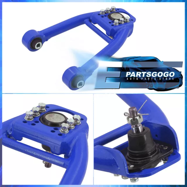 For 96-00 Honda Civic EK EM JDM Front Upper Adj. A-Arms Control Camber Kit Blue 3