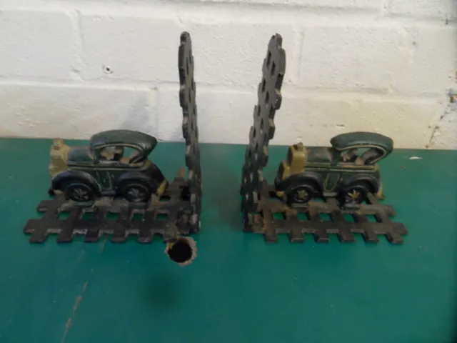 Old Cast Iron Car Themed Book Ends or Door Stops