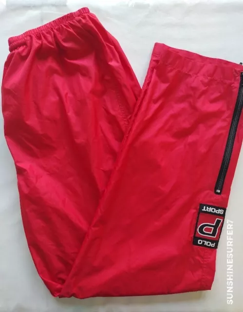 Vintage 90s Polo Sport Ralph Lauren Red Windbreaker Zip Pants Men's XL - Unlined