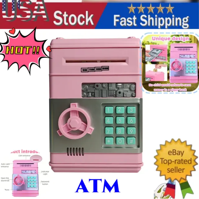 Children's Electronic Money Bank Atm Password Money Bank Coin Savings Jar USA