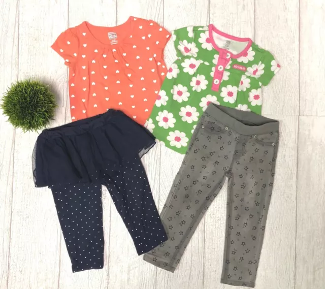 Carters Girls Floral Tops Tutu Capri Jeggings Spring Outfit 18-24 Months Lot