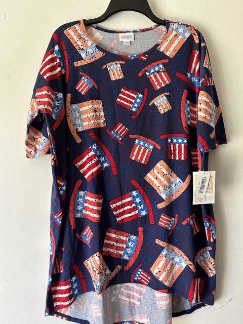 LuLaRoe Irma American Flag Uncle Sam’s Hat Patriotic Summer July 4th Sz Small