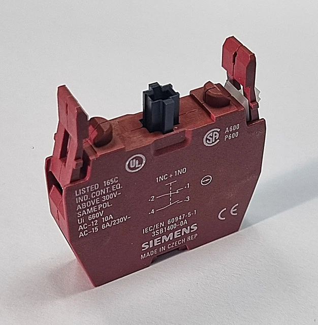 thumbnail image 2 of Siemens 3SB1400-0A Auxiliary Contact Block – 1 Piece, New 2 of 2