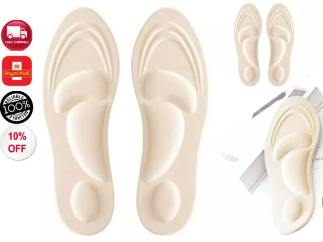 Unisex 4D Memory Foam Orthopaedic Shoe Insoles Pads Comfort Foot Feet Heel NEW