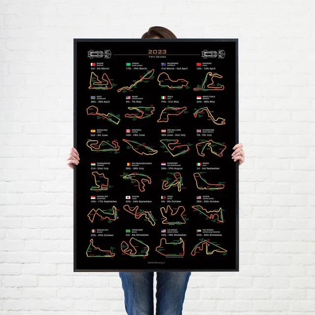 F1 2023 CALENDAR New Poster, Formula 1 2023 Overview Wall Art Decor