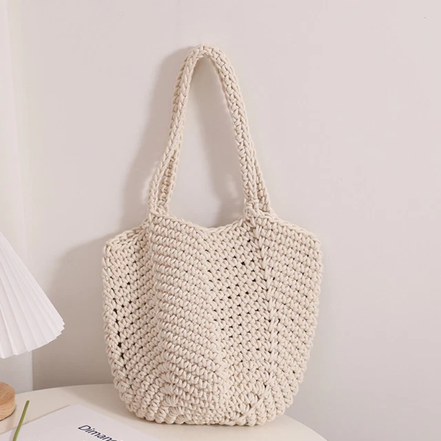 Kiss Sea Mini-Make-up-Tasche – Handgewebte Strandtasche Mit Reißverschluss In Pink/Beige, Süße Kosmetiktasche Für Unterwegs