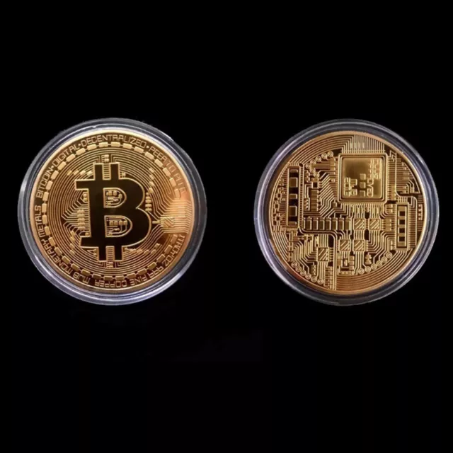 Gold Plated Physical Bitcoin BTC Cryptocurrency Collectible Coins