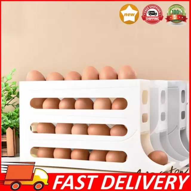Rodillo automático de huevos de 4 capas 30 contenedor de huevos caja de almacenamiento de huevos para refrigerador