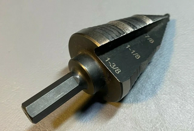 Klein Tools 3 Hole Size Step Drill Bit #15 KTSB15 7/8" 1-1/8" 1-3/8" - PREOWNED 3