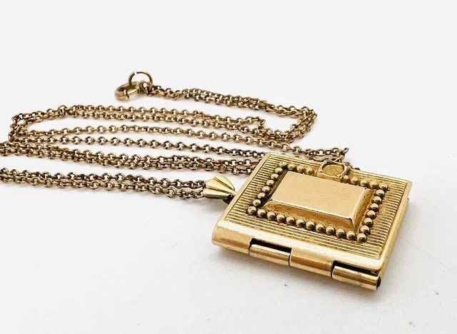Art Deco Gold Filled Double Sided Book Picture Locket Vintage Antique Jewelry