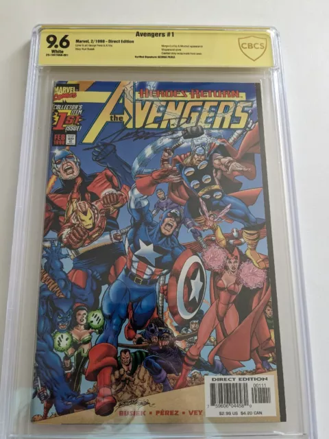 Avengers #1 1998 Signed George Perez Cbcs 9.6 Not CGC Heroes Return