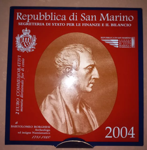 2004 Bartolomeo Borghesi San Marino 2 Euro Gedenkmünze ST Blister € coin BU