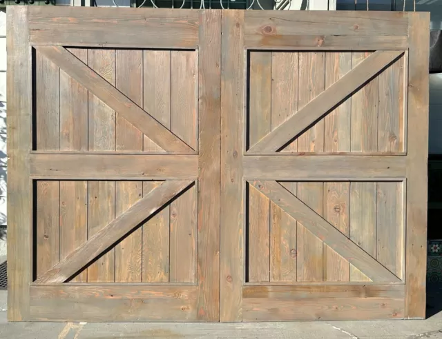 Rustic reclaimed lumber double pre hung barn doors 95-1/2 X 71-1/2 6" jamb gate 2
