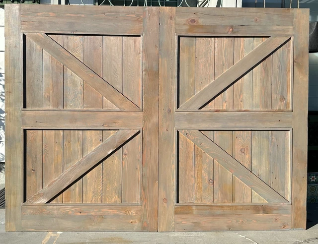 Rustic reclaimed lumber double pre hung barn doors 95-1/2 X 71-1/2 6" jamb gate 2