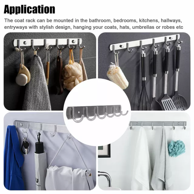 Hooks Wall Mount Key Bag Towel Rack Hanger Holder Coat Robe Hat Clothes Rack