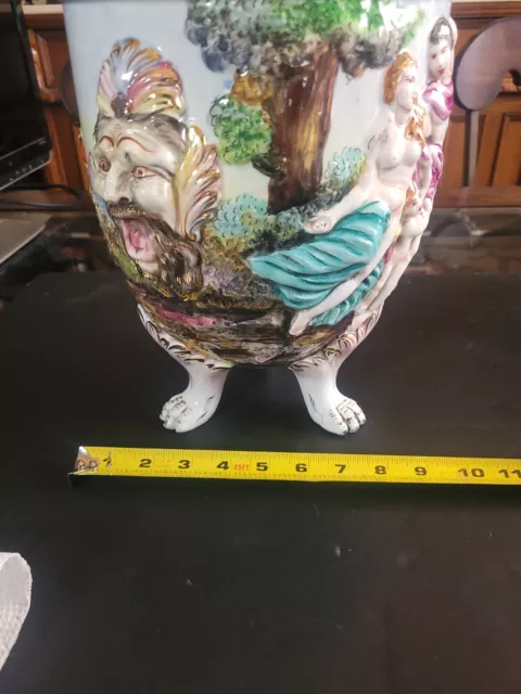 Huge Vintage Capodimonte Urn With Lid. Fantastic Porcelain Footed. 17"x9" 3