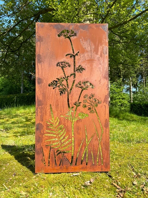 Garten Sichtschutz Aus Edelrost-Stahlblech – 100x75 Cm, 1 Mm Stark, Rustikaler Look