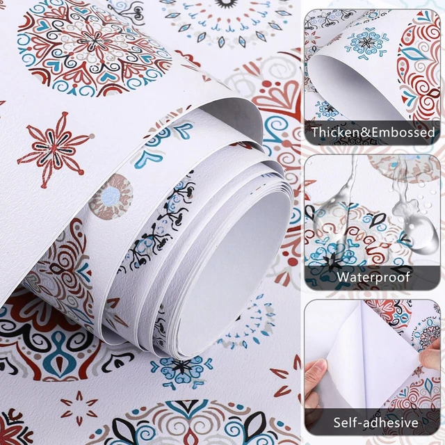 17.7*118inch Self Adhesive Wallpaper Boho Contact Paper Drawer Locker Sticker