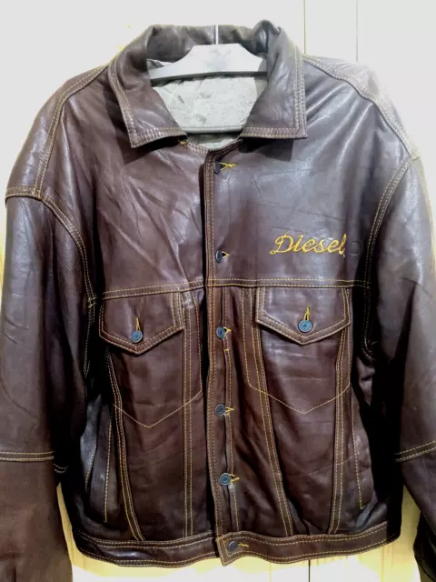 VINTAGE veste en cuir DIESEL COULEUR MARRON TAILLE L