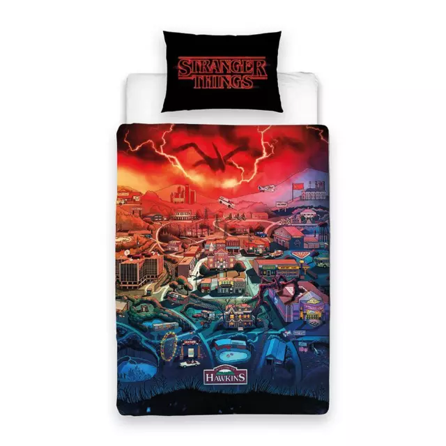 Stranger Things Housse Couette Simple Et Taie Oreiller Literie Set Hawkins Ville