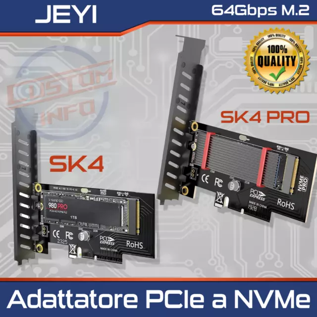 Adattatore SSD da JEYI M.2 NVME a PCIe 4.0 3.0, scheda di espansione PCIe 4.0 X4