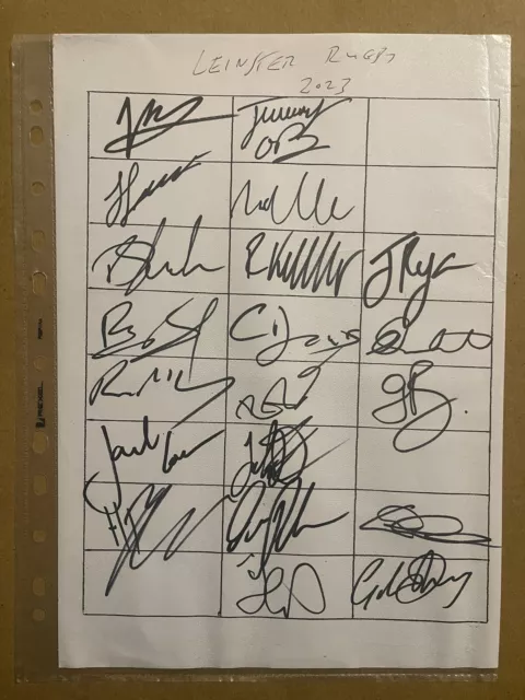 Leinster Rugby 2023 Part Signed Team Sheet