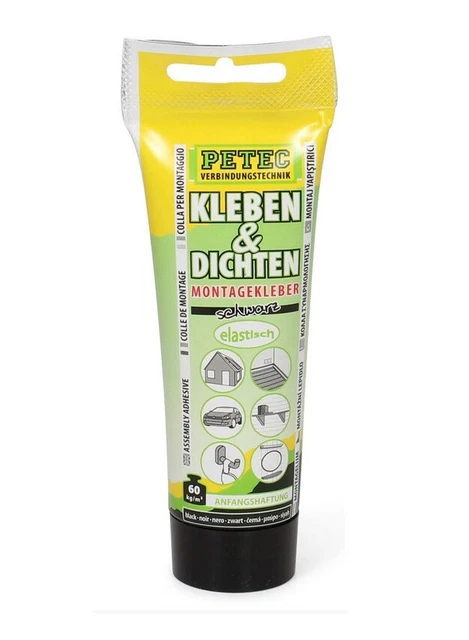 (124,88€/1L) Petec Kleben & Dichten Montagekleber schwarz 80ml