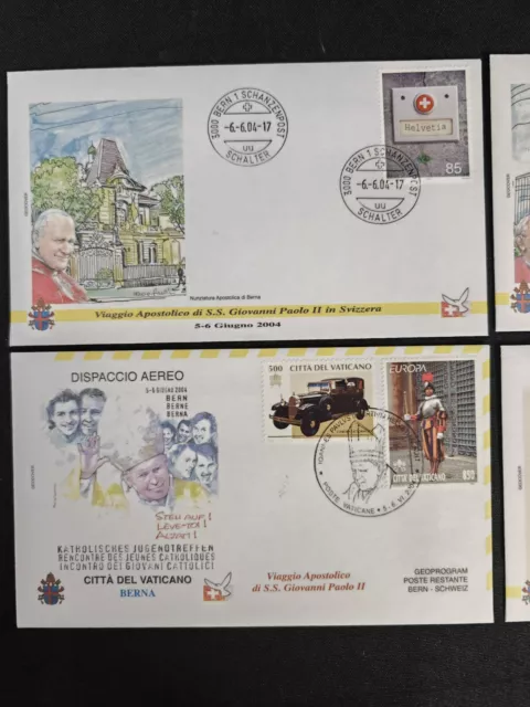 Série FDC ENVELOPPE 1ER JOUR Vatican Jean Paul II visite en SUISSE 2004 3