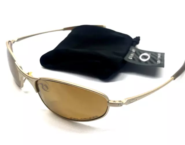 RARE OAKLEY A WIRE 2.0 SUNGLASSES Platinum Frames Gold Iridium Polarized Lenses