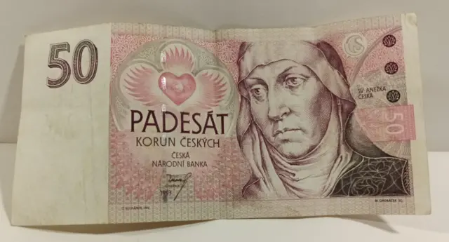 Czech Republic 50 KORUN Bank Note 1993 Padesat Korun Ceskych - VERY  GOOD