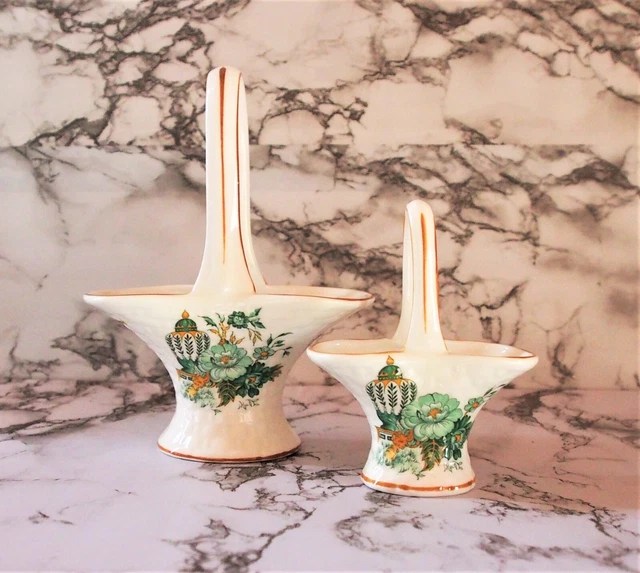 Crown Staffordshire Set Of 2  Baskets In "Kowloon" Pattern Made In England