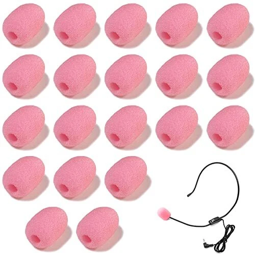20 Pack Lapel Headset Microphone Windscreen, Microphone Sponge Foam...