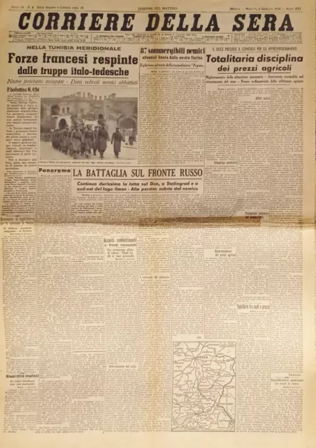 Corriere della Sera N.4 - 1943 Forze francesi respinte da truppe italo-tedesche