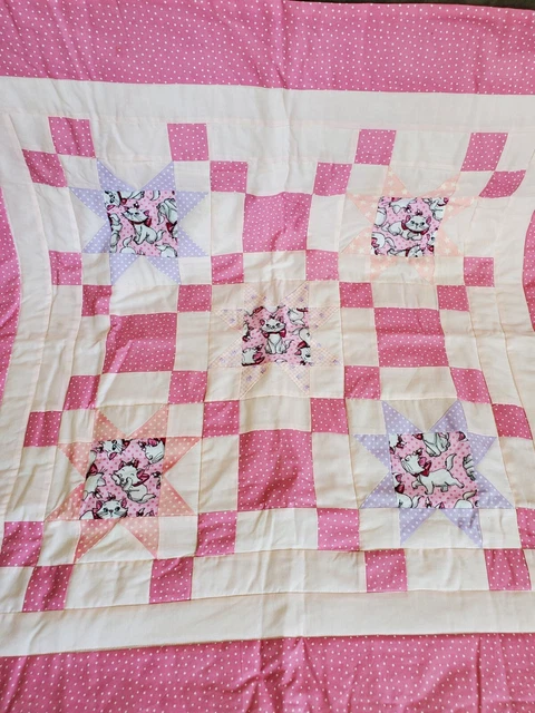 Disney Aristocats Marie Handmade Baby Girl Toddler Quilt Crib Blanket  39"x39"